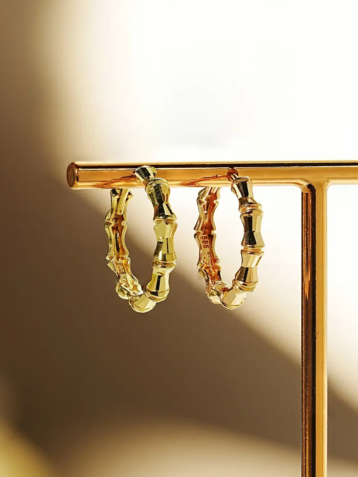 14K Gold Round Wave Hoop Earring MinimalBijoux Earrings