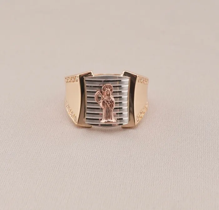 14K Gold Santa Muerte Mens Ring RG3172 AB and J Rings 14K Gold Santa Muerte Mens Ring RG3172 AB and J Rings