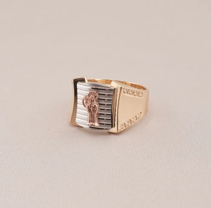 14K Gold Santa Muerte Mens Ring RG3172 AB and J Rings 14K Gold Santa Muerte Mens Ring RG3172 AB and J Rings