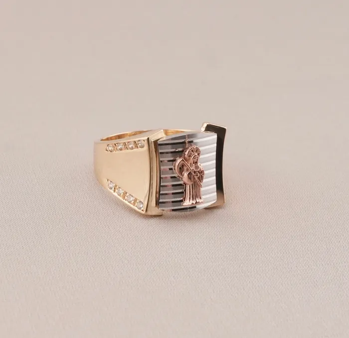 14K Gold Santa Muerte Mens Ring RG3172 AB and J Rings 14K Gold Santa Muerte Mens Ring RG3172 AB and J Rings