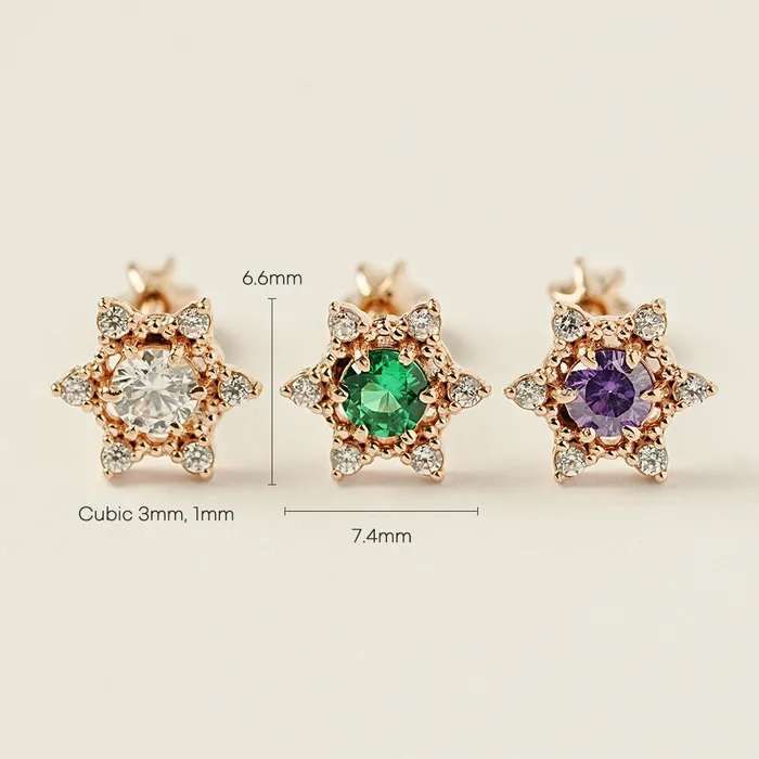 14K Gold Star Light Cubic Cartilage Earring 18G16G MinimalBijoux Earrings