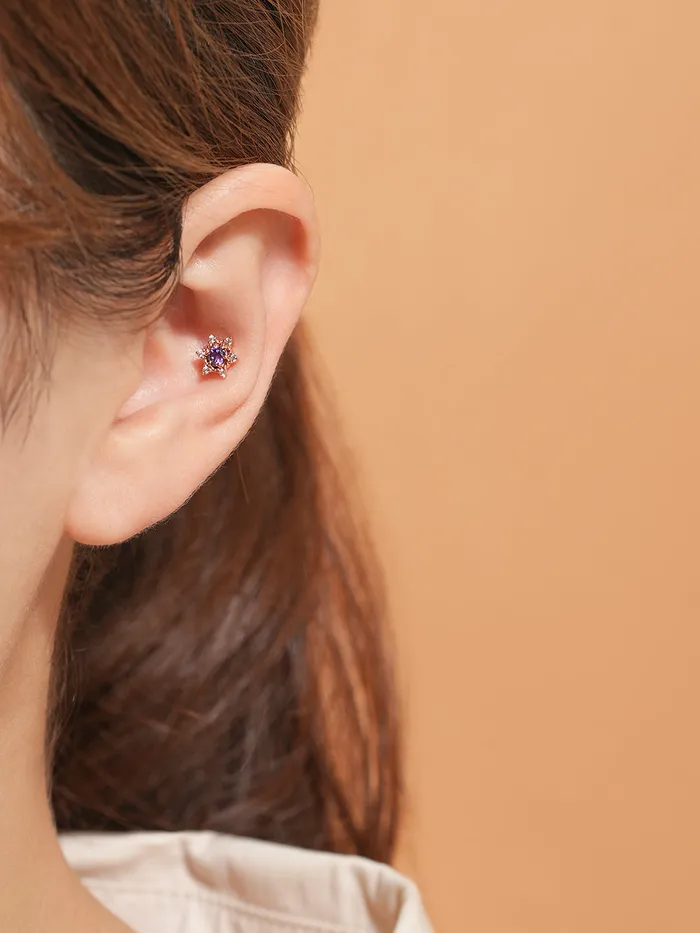 14K Gold Star Light Cubic Cartilage Earring 18G16G MinimalBijoux Earrings