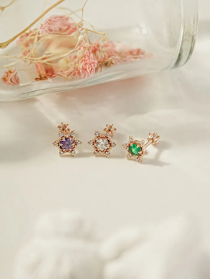 14K Gold Star Light Cubic Cartilage Earring 18G16G MinimalBijoux Earrings