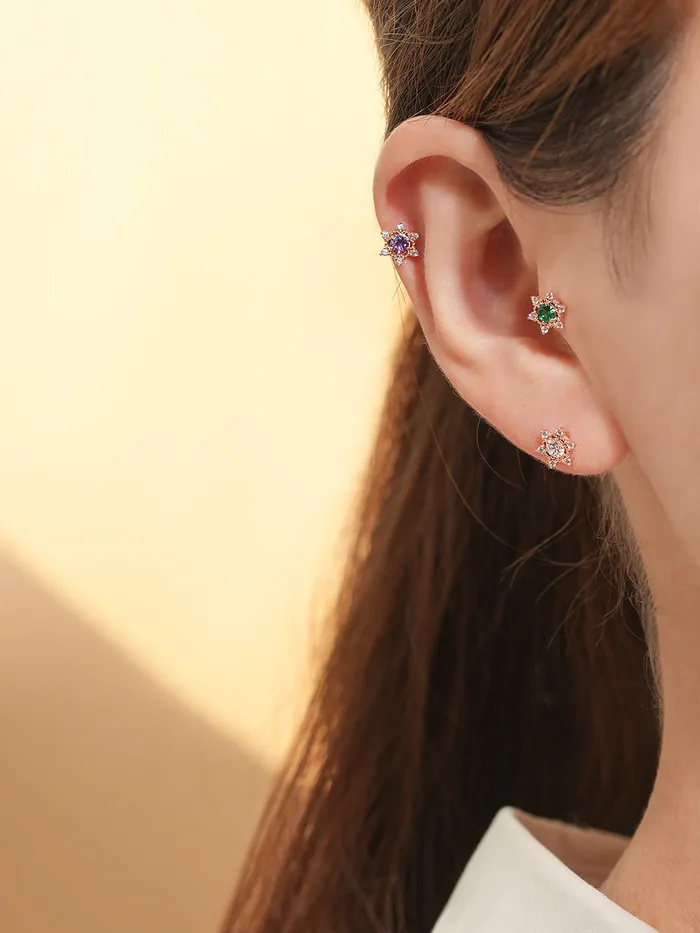 14K Gold Star Light Cubic Cartilage Earring 18G16G MinimalBijoux Earrings