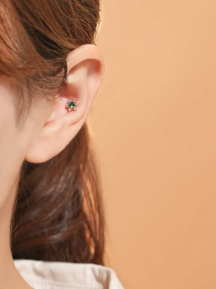 14K Gold Star Light Cubic Cartilage Earring 18G16G MinimalBijoux Earrings