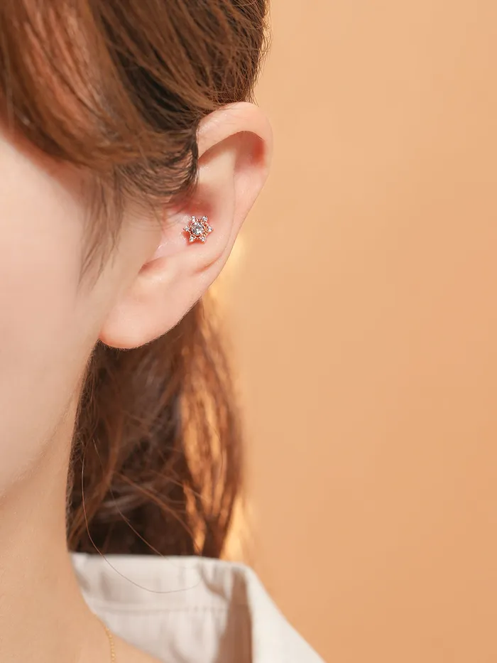 14K Gold Star Light Cubic Cartilage Earring 18G16G MinimalBijoux Earrings