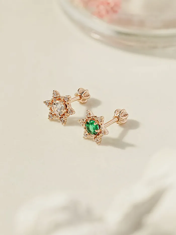 14K Gold Star Light Cubic Cartilage Earring 18G16G MinimalBijoux Earrings