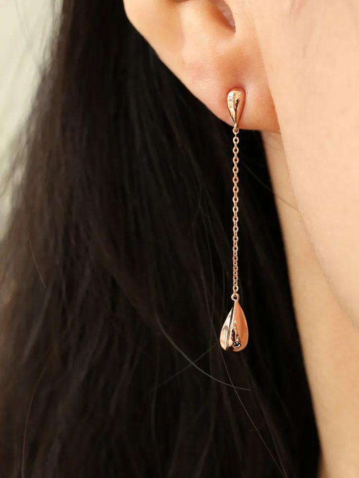 14K Gold Teardrop Long Drop Earring MinimalBijoux Earrings
