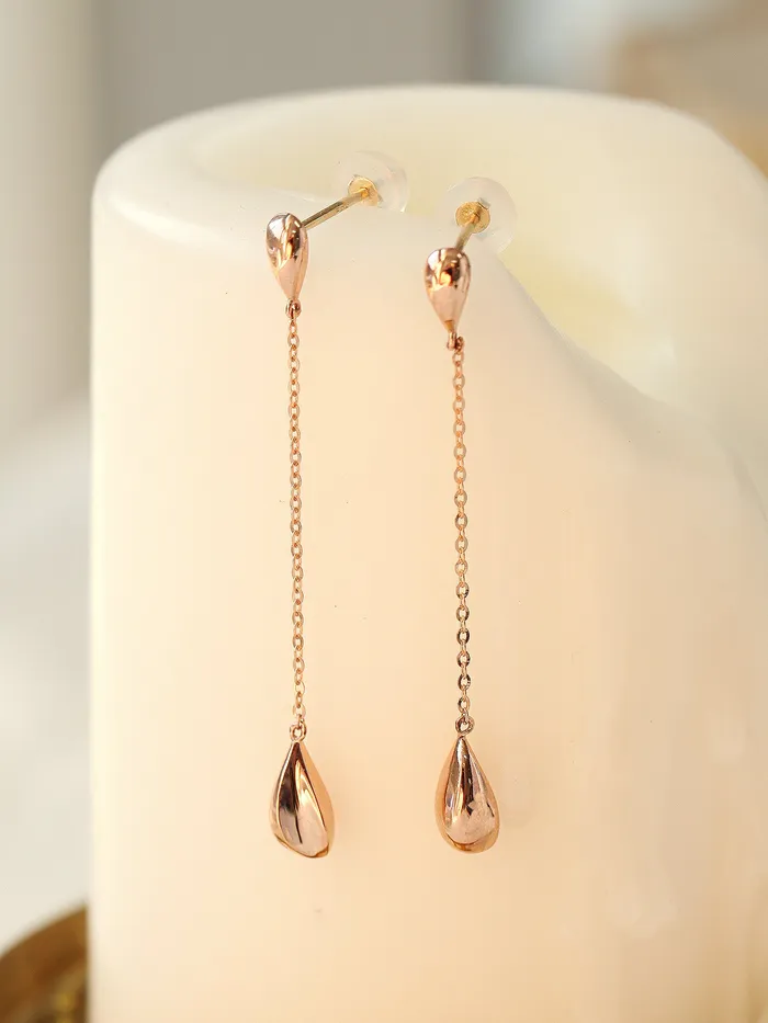 14K Gold Teardrop Long Drop Earring MinimalBijoux Earrings
