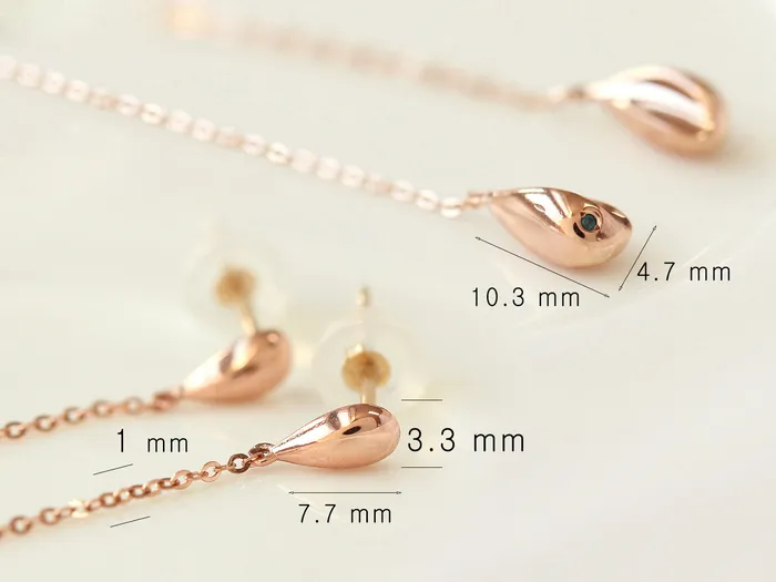 14K Gold Teardrop Long Drop Earring MinimalBijoux Earrings