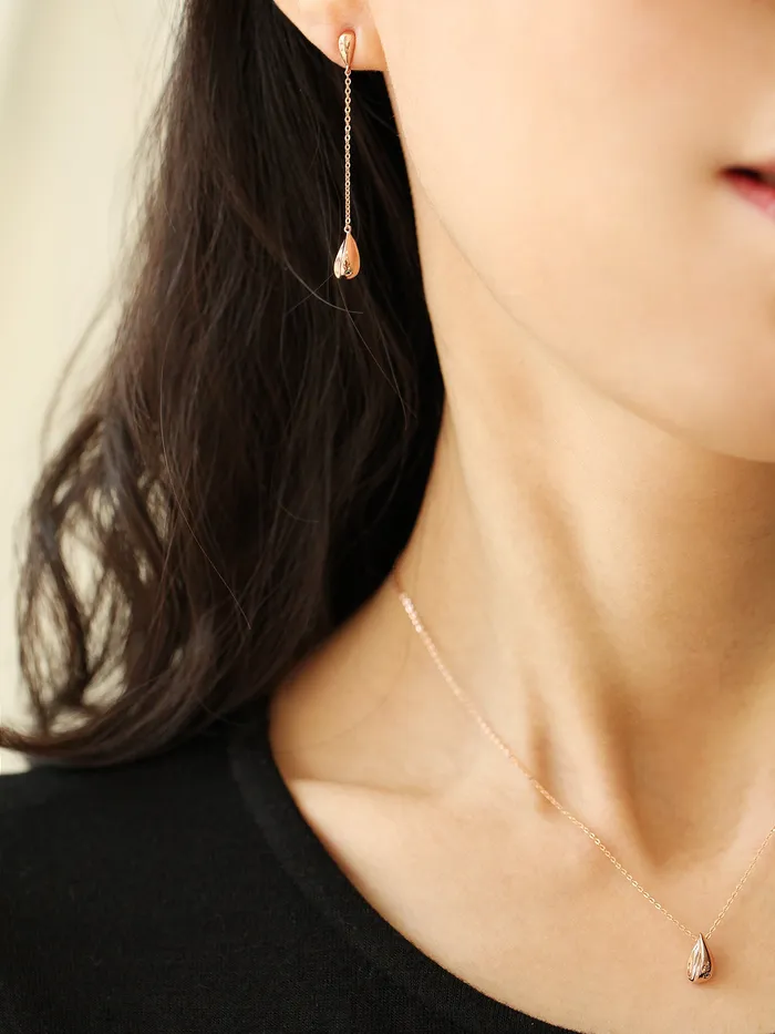 14K Gold Teardrop Long Drop Earring MinimalBijoux Earrings