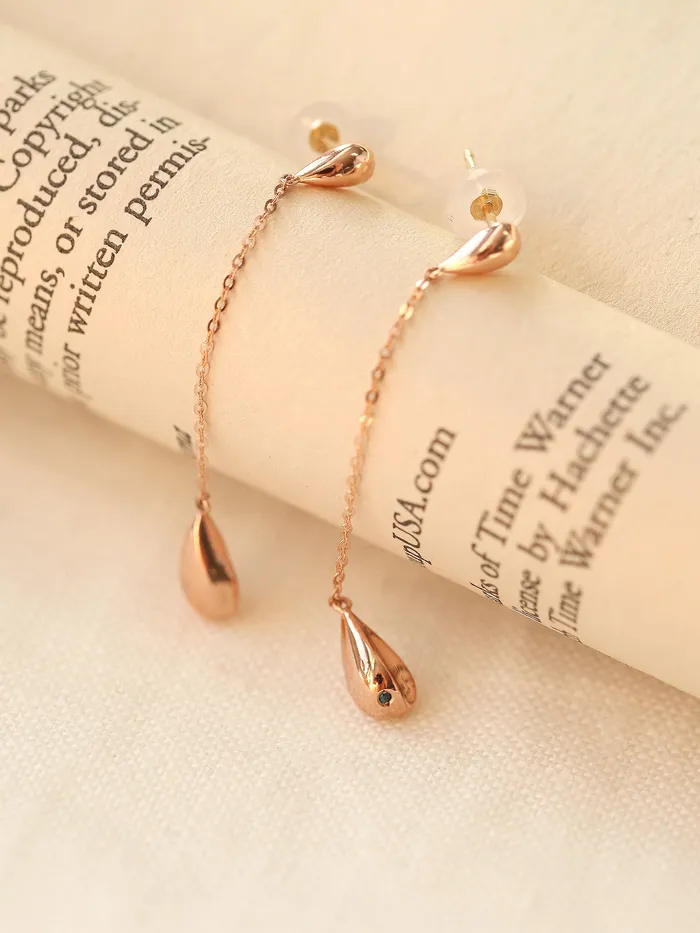 14K Gold Teardrop Long Drop Earring MinimalBijoux Earrings