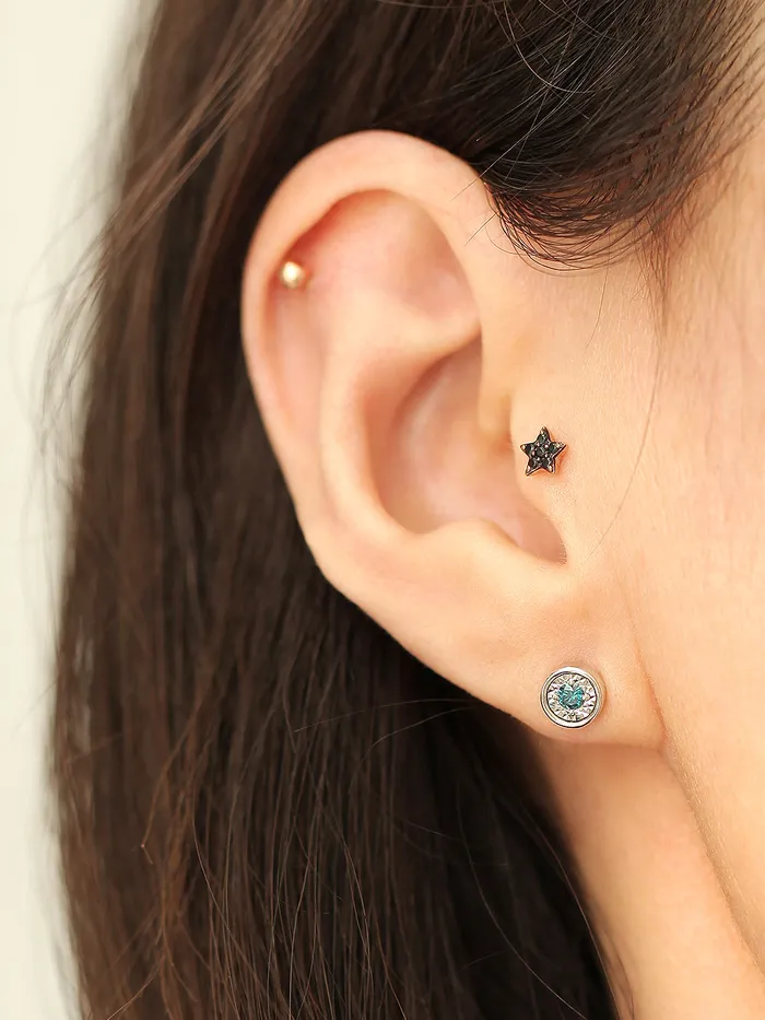 14K Gold White Blue Diamond Earring MinimalBijoux Earrings