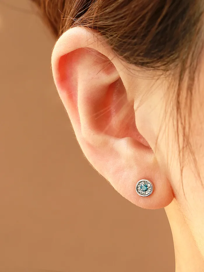 14K Gold White Blue Diamond Earring MinimalBijoux Earrings
