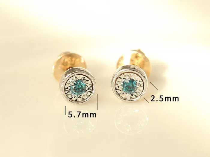 14K Gold White Blue Diamond Earring MinimalBijoux Earrings