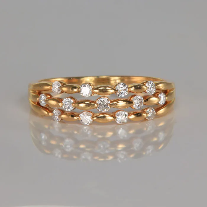 14K Yellow Gold and Diamond Stacked Ring Moriartys Gem Art Rings