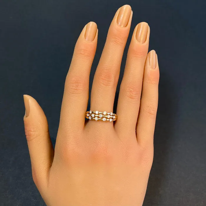 14K Yellow Gold and Diamond Stacked Ring Moriartys Gem Art Rings