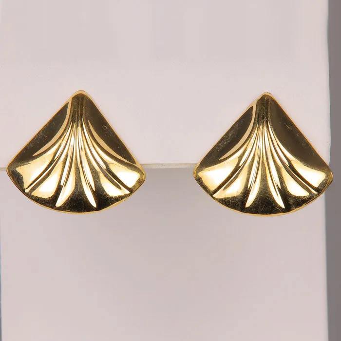 14K Yellow Gold Fan Earrings Moriartys Gem Art Earrings