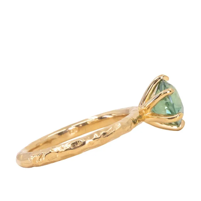 215ct Round Teal Nigerian Sapphire Six Prong Evergreen Solitaire in 18k Yellow Gold Anueva Jewelry PreStyled Sets