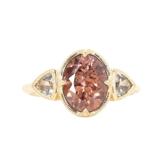 285ct Dusty Rose and Champagne Zircon Three Stone Antique Milgrain Low Profile Ring in 14k Yellow Gold Anueva Jewelry Rings 285ct Dusty Rose and Champagne Zircon Three Stone Antique Milgrain Low Profile Ring in 14k Yellow Gold Anueva Jewelry Rings