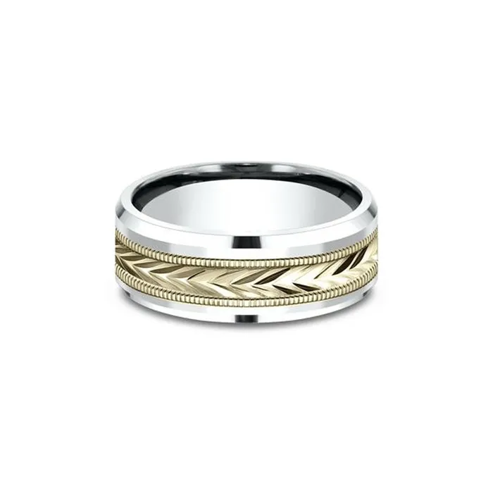 8mm Tribal Arrow Yellow and White Gold Ring Princess Bride Diamonds Rings
