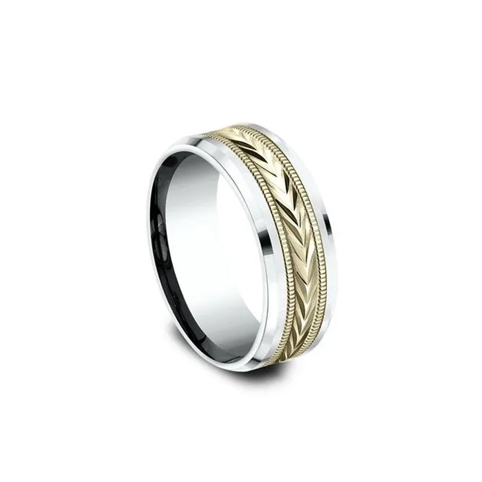 8mm Tribal Arrow Yellow and White Gold Ring Princess Bride Diamonds Rings