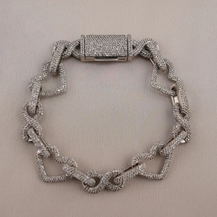 AB and J Bracelets 10k Gold Diamond Infinity Heart Bracelet 7in C722