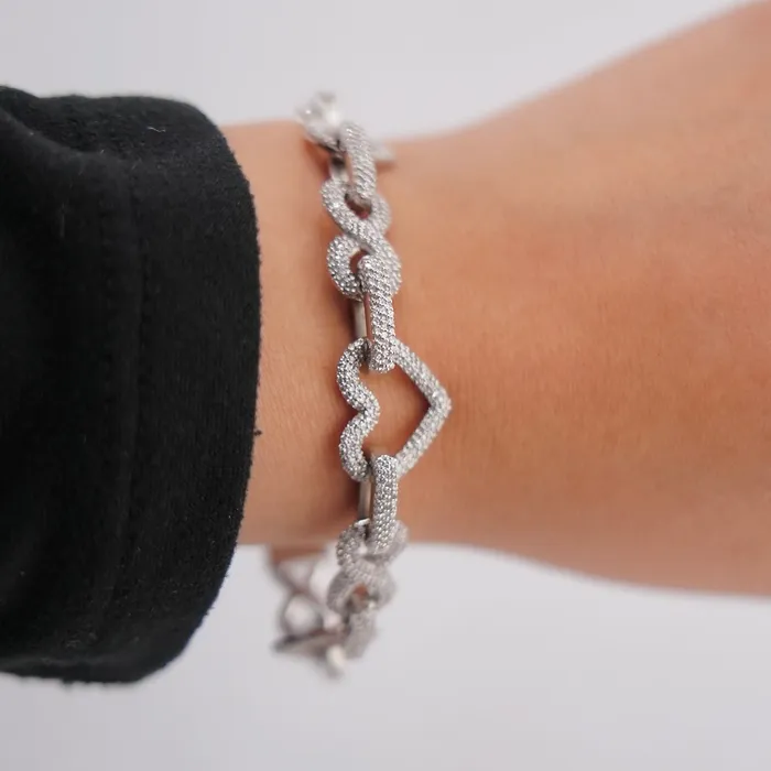 AB and J Bracelets 10k Gold Diamond Infinity Heart Bracelet 7in C722