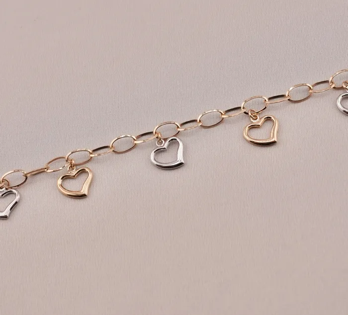 AB and J Bracelets 14K Gold Heart Womens Charm Bracelet AB32 AB and J Bracelets 14K Gold Heart Womens Charm Bracelet AB32