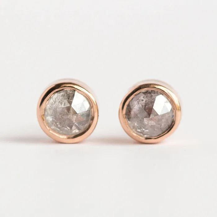 Anueva Jewelry Earrings 1ct Galaxy grey rosecut diamond earrings in rose gold bezel setting Anueva Jewelry Earrings 1ct Galaxy grey rosecut diamond earrings in rose gold bezel setting