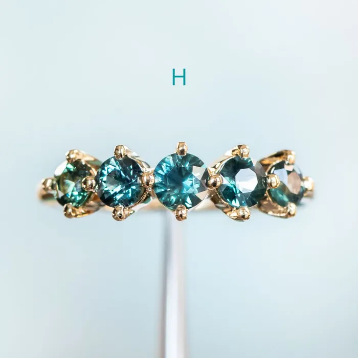 Anueva Jewelry PreStyled Sets Five Stone Sapphire Bands in 14K and 18k Yellow Gold