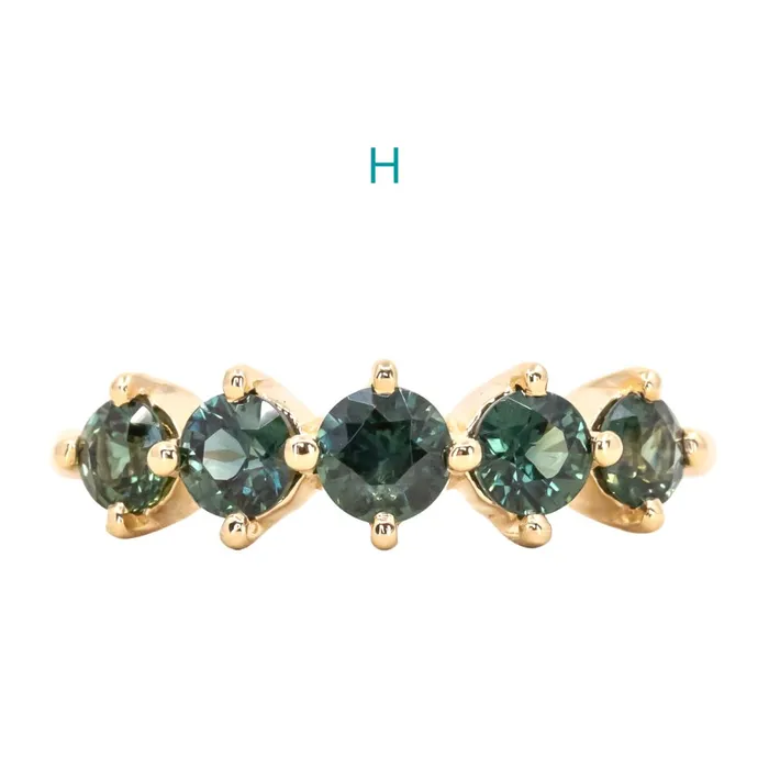 Anueva Jewelry PreStyled Sets Five Stone Sapphire Bands in 14K and 18k Yellow Gold