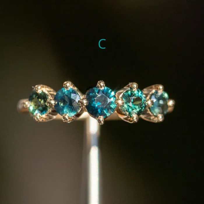 Anueva Jewelry PreStyled Sets Five Stone Sapphire Bands in 14K and 18k Yellow Gold