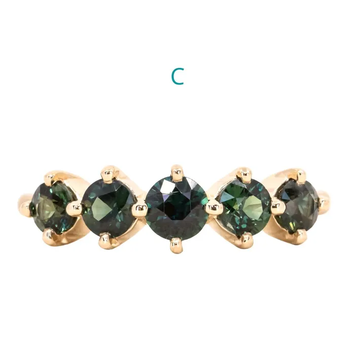 Anueva Jewelry PreStyled Sets Five Stone Sapphire Bands in 14K and 18k Yellow Gold