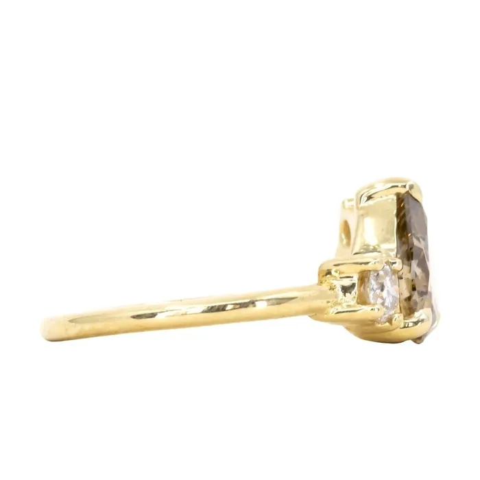 Anueva Jewelry Rings 147ct Pear Champagne Diamond Low Profile Antique Diamond Cluster Ring in 18K Yellow Gold
