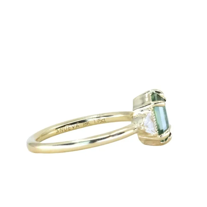 Anueva Jewelry Rings 175ct Untreated Elongated Hexagon and Trillion Diamond Low Profile Ring in 18k Yellow Gold