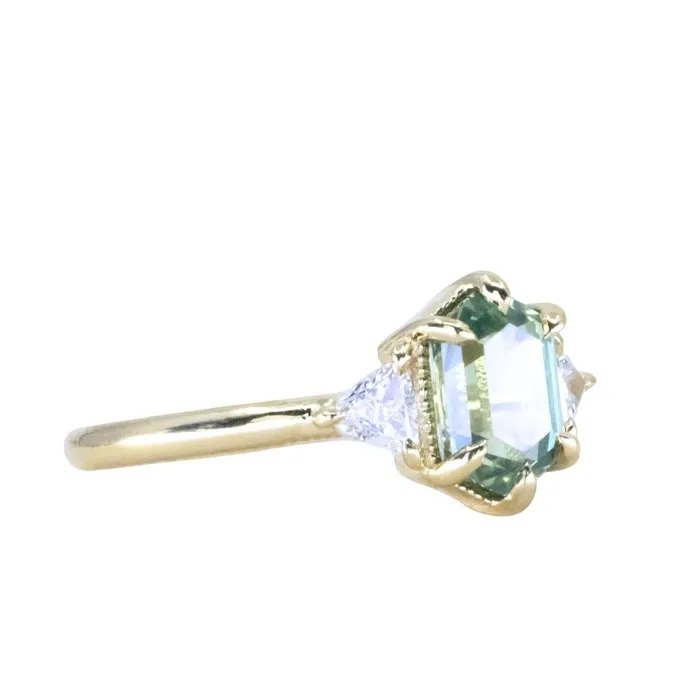 Anueva Jewelry Rings 175ct Untreated Elongated Hexagon and Trillion Diamond Low Profile Ring in 18k Yellow Gold