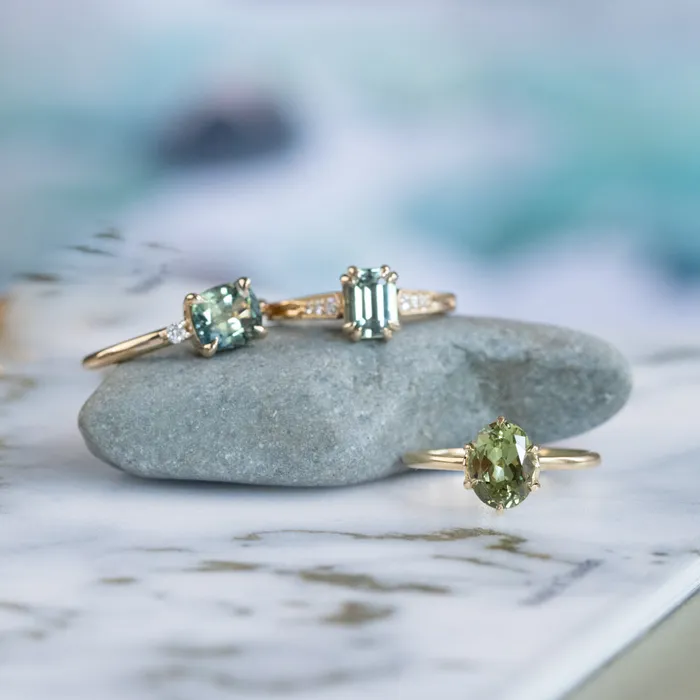 Anueva Jewelry Rings 175ct Untreated Elongated Hexagon and Trillion Diamond Low Profile Ring in 18k Yellow Gold