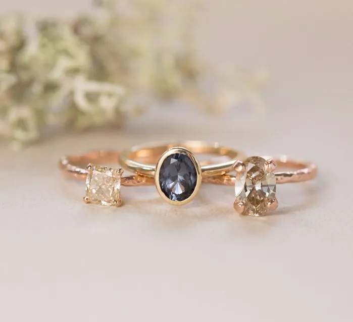 Anueva Jewelry Rings Indigo Blue Spinel Oval Ring Bezel Set Ring Spinel Engagement Ring by Anueva Jewelry