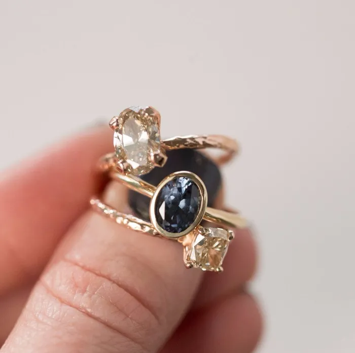 Anueva Jewelry Rings Indigo Blue Spinel Oval Ring Bezel Set Ring Spinel Engagement Ring by Anueva Jewelry