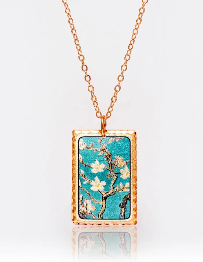 artuckycom Necklaces Van Gogh Almond Blossom Rectangle Necklace