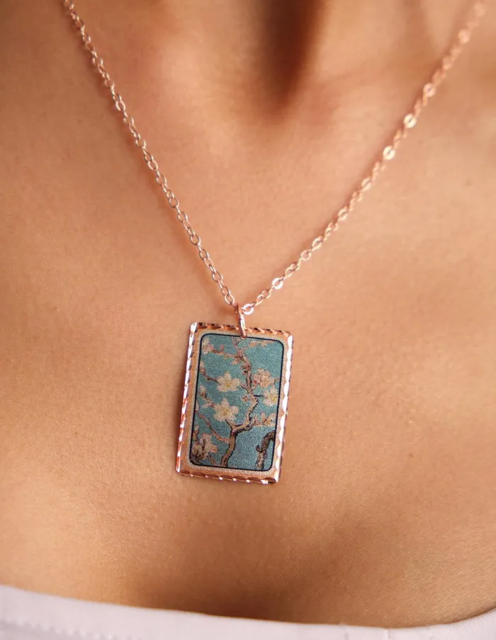 artuckycom Necklaces Van Gogh Almond Blossom Rectangle Necklace