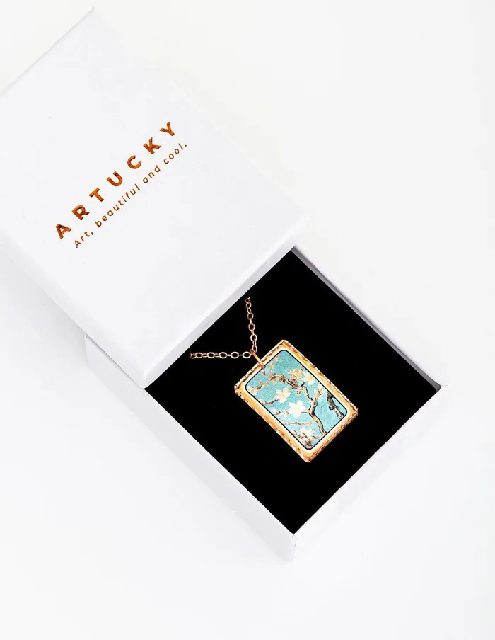 artuckycom Necklaces Van Gogh Almond Blossom Rectangle Necklace