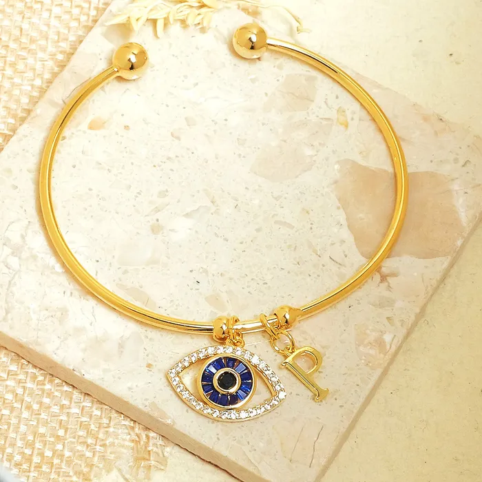Bracelets Upakarna Personalized Evil Eye Bracelet With Initial