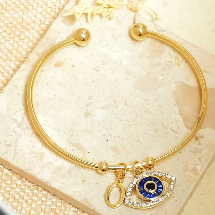 Bracelets Upakarna Personalized Evil Eye Bracelet With Initial