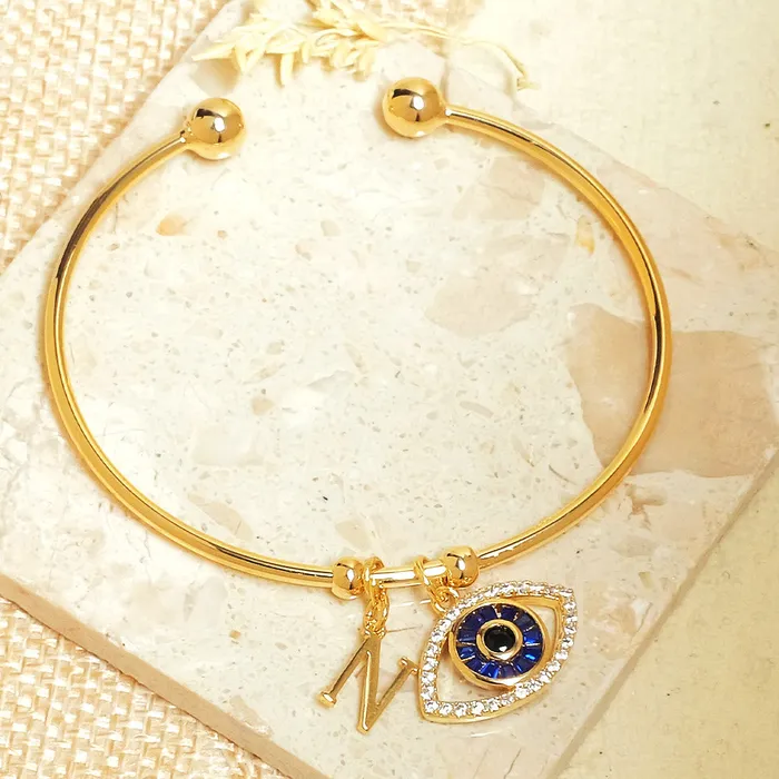 Bracelets Upakarna Personalized Evil Eye Bracelet With Initial