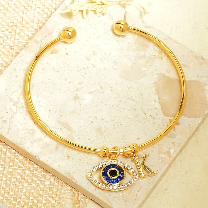 Bracelets Upakarna Personalized Evil Eye Bracelet With Initial