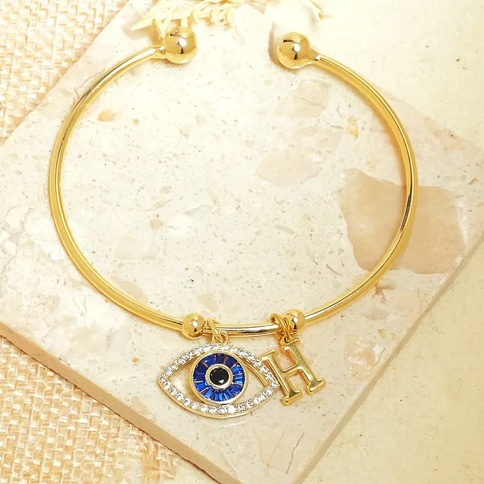 Bracelets Upakarna Personalized Evil Eye Bracelet With Initial