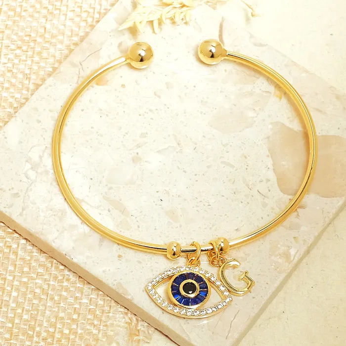 Bracelets Upakarna Personalized Evil Eye Bracelet With Initial