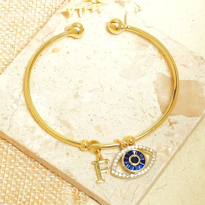 Bracelets Upakarna Personalized Evil Eye Bracelet With Initial